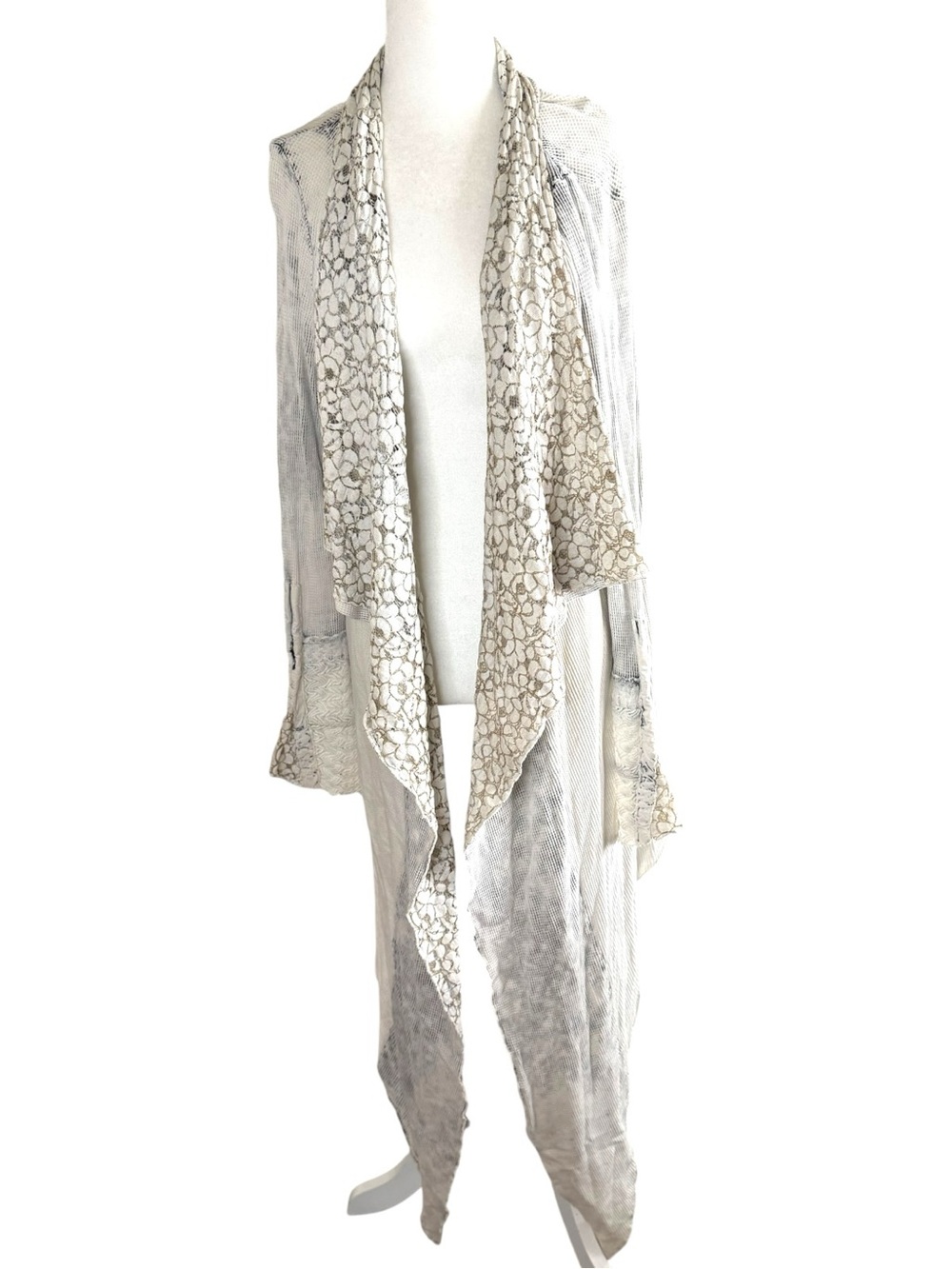 Aratta Ivory and Gray Open-Front Duster